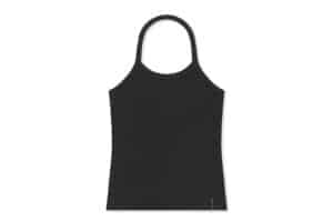 Matin Kim Label Detail Halter Tank Top Black TS033