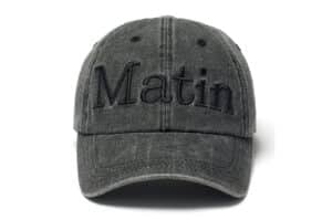 Matin Kim Logo Washed Ball Cap Black HT707 front