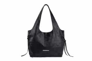 Matin Kim Side String Leather Big Shoulder Bag Black BG017