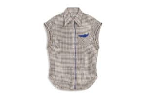 Open YY Color Block Wire Shirt Beige