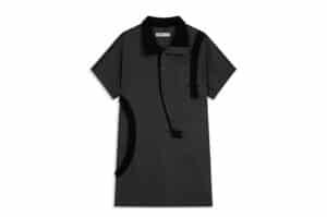 Open YY Curved Button Panel Tee Charcoal front