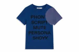 Open YY Dot Typo Tee Blue front