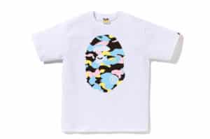 BAPE New Multi Camo Big Ape Head Tee White