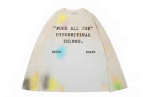 EPOCHBRAND Silver Thread Distressed Long Sleeve Tee White