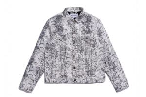EPOCHBRAND Snakeskin Print Denim Trucker Jacket White