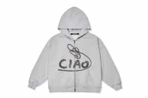 ISAiDNO Ciao Zip Up Hoodie Grey