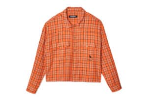 ISAiDNO Cropped Plaid Shirt Orange
