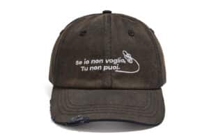 ISAiDNO Slogen Washed Baseball Cap Black