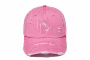 ISAiDNO Washed Double Flower Mi Baseball Cap Light Pink