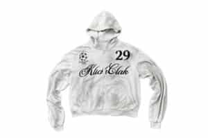 KLICK CLAK 25AW Embroidered Vintage Wash Zip Hoodie White