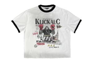 KLICK CLAK 26SS Boxing Gorilla Print Vintage Wash Tee White Black