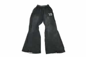 KLICK CLAK 26SS Double Waist Flared Vintage Wash Sweatpants Black