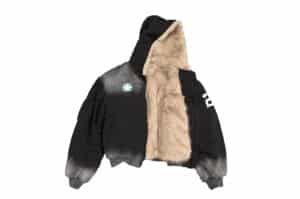 KLICK CLAK 26SS Fur Lined Vintage Wash Hooded Bomber Jacket Black