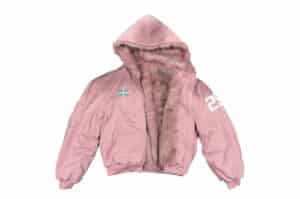 KLICK CLAK 26SS Fur Lined Vintage Wash Hooded Bomber Jacket Pink
