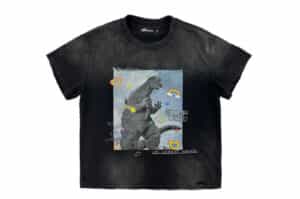 KLICK CLAK 26SS Godzilla Puff Print Distressed Vintage Wash Tee Black