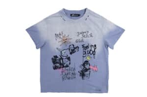 KLICK CLAK 26SS Graffiti Print Vintage Wash Tee Blue