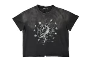 KLICK CLAK 26SS Irregular Graphic Patchwork Vintage Wash Tee Black