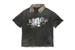 KLICK CLAK 26SS Leopard Patchwork Vintage Wash Polo Black