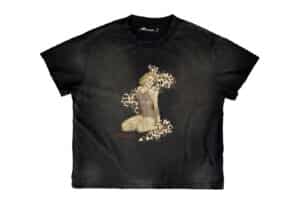 KLICK CLAK 26SS Marilyn Leopard Print Distressed Vintage Wash Tee Black