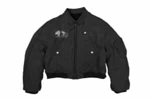 KLICK CLAK 26SS PU Leather Print Vintage Wash Bomber Jacket Black