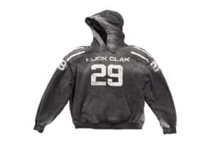 KLICK CLAK 26SS Rugby Shoulder Pad Vintage Wash Hoodie Black