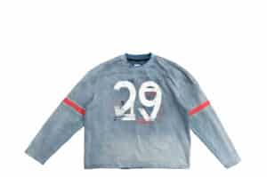 KLICK CLAK 26SS Street Print Vintage Wash Rugby LS Tee Blue