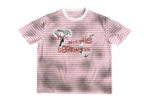 KLICK CLAK 26SS Stripe Graphic Print Vintage Wash Tee Pink