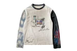 KLICK CLAK 26SS USA Flag Graffiti Patchwork Vintage Wash L:S Tee White