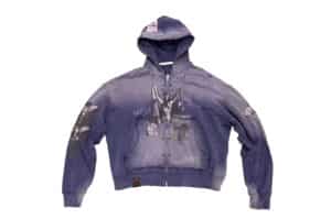 KLICK CLAK 26SS Vampire Print Distressed Vintage Wash Hoodie Purple