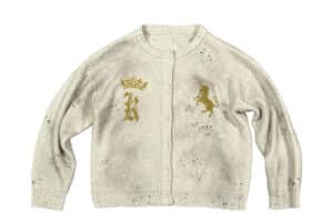 KLICK CLAK 26SS War Horse Logo Print Vintage Wash Knit Cardigan White front