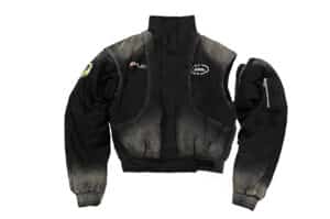 KLICK CLAK Detachable Police Officer Stand Collar Bomber Jacket Black