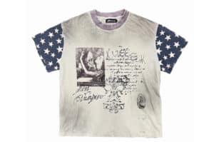 KLICK CLAK Washed Distressed Star Sleeves Tee White