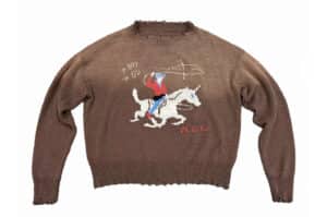 KLICK CLAK Washed Faded Jacquard Sweater Brown