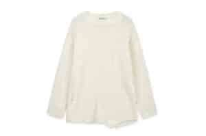 Matin Kim Asymmetric Damaged Knit Pullover Ivory PO003