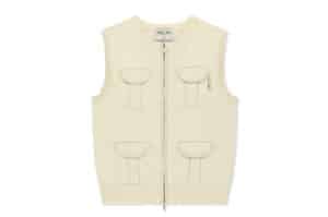 Matin Kim Pocket Washed Knit Vest Light Beige KV001