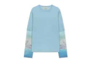 Matin Kim Sleeve Print Knit Pullover Light Blue PO004 front