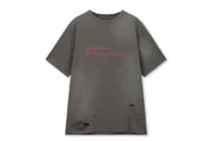 Matin Kim Spray Washed Lettering Damaged Top Charcoal TS301