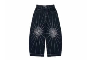 Mental Free 25SS Spider Web Patch Diamond Jeans Black front