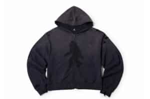 Mental Free Sun Faded Damaged Zipper Sweatshirt Black