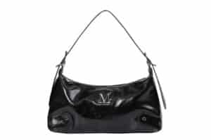 Mucent Barb Metal Logo 2-Way Eyelet Crossbody Bag Black