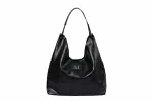 Mucent Cats Double Line Eyelet Leather Shoulder Bag Black