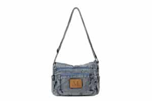 Mucent Stone Washed Denim Crossbody Bag Blue