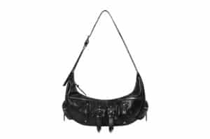 Mucent Strum Cross Leather Belted Shoulder Bag Black