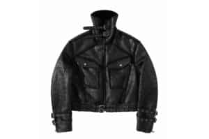 REGEN ZONE 25FW SIAU Black Raven Lace-Up Shearling Leather Jacket Black