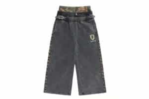 REGEN ZONE 26SS Rafah Triple Waist Leopard Stripe Camo Sweatpants Grey