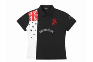 REGEN ZONE 26SS Star Patchwork Flag Polo Tee Black
