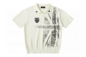 REGEN ZONE 26SS Union Jack Embroidered Badge Knit Polo Tee Cream