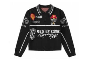 REGEN ZONE SPUR Racing-Inspired Jacquard Zip-Up Cardigan front