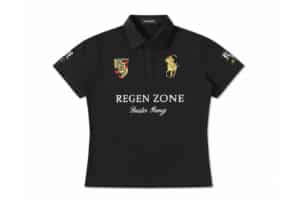 REGEN ZONE SPUR Vintage Racing Gold Foil Polo Tee Black