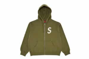 Supreme S Logo Zip Up Hooded Sweatshirt Olive